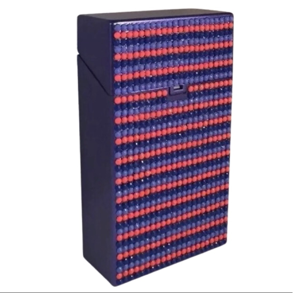 Cigarette 100s Case Hand Diamond-Painted Purple